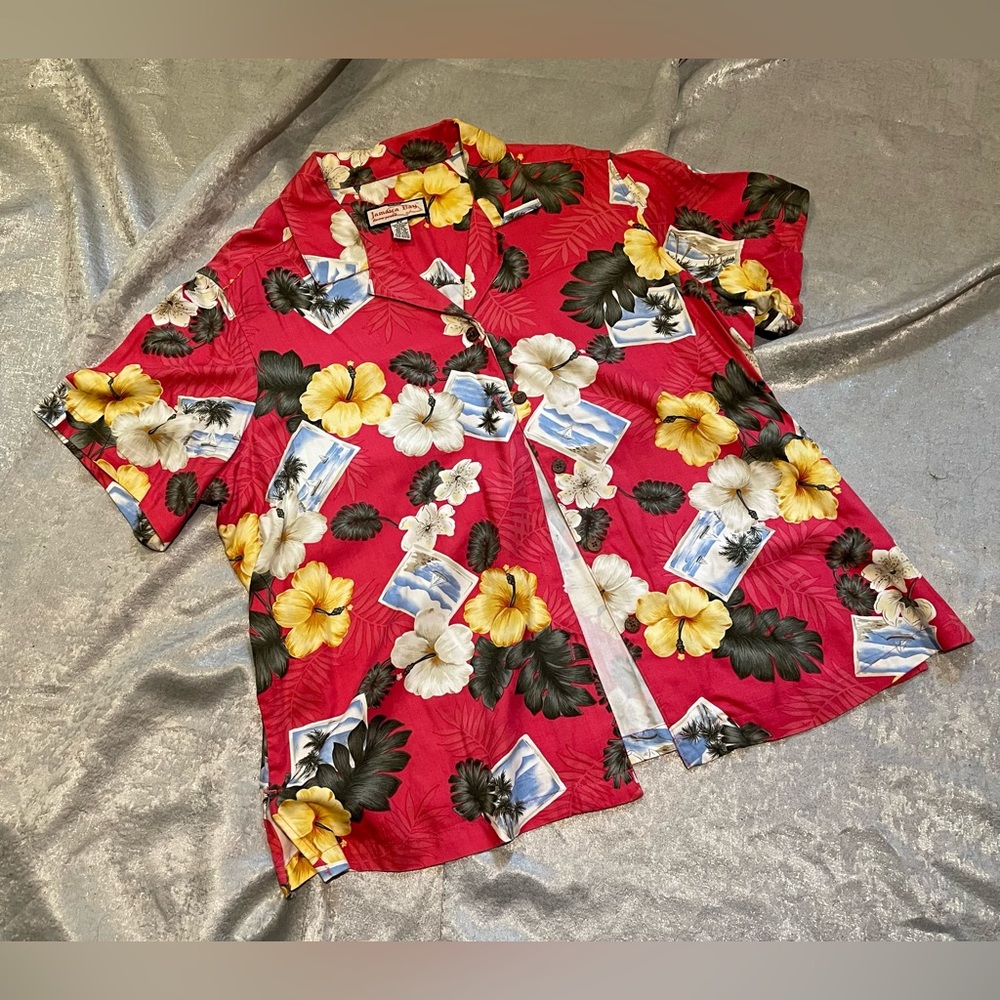 Jamaica Bay Hawaiian print floral button-down shirt 2X